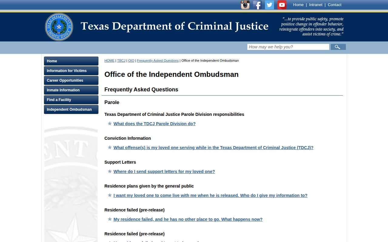 TDCJ Scheduled Release Date and Scheduled Release Location labels
